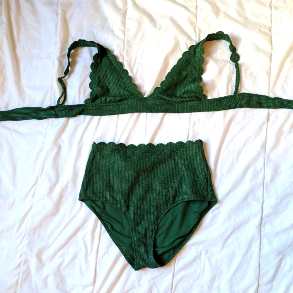 Aerie green scalloped bikini medium